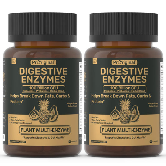 Proriginal Digestive Enzymes bottle label for daily digestive balance and gut support.