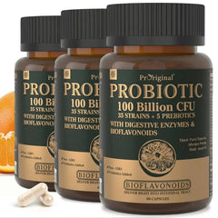 Proriginal Probiotics bottle front showing 180 capsules for daily gut balance.
