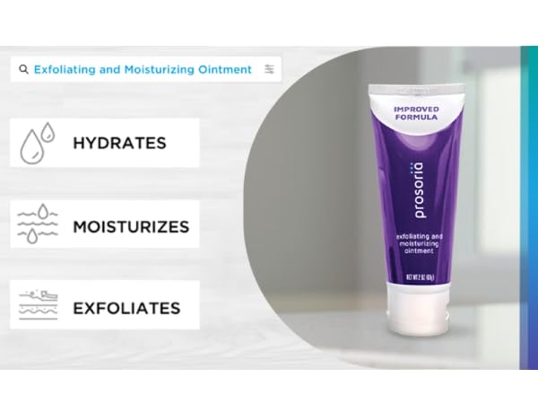 Prosoria exfoliating ointment tube suggesting skin renewal and smoother texture.