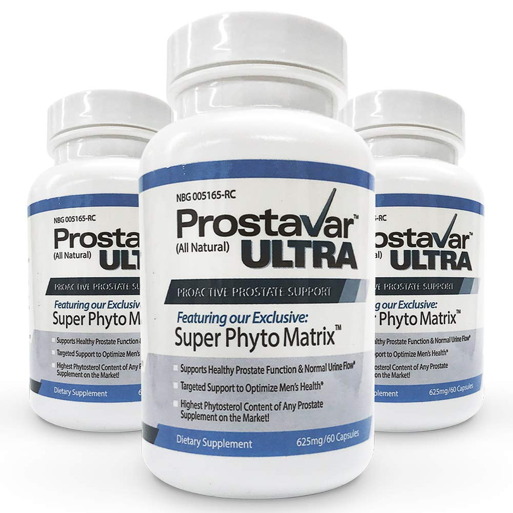 Prostavar Ultra bottle front view, premium prostate support formula for daily use.