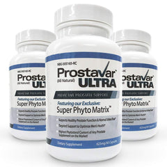 Prostavar Ultra bottle front view, premium prostate support formula for daily use.