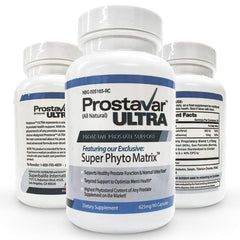 Prostavar Ultra bottle side label close-up, highlighting phytosterol blend.