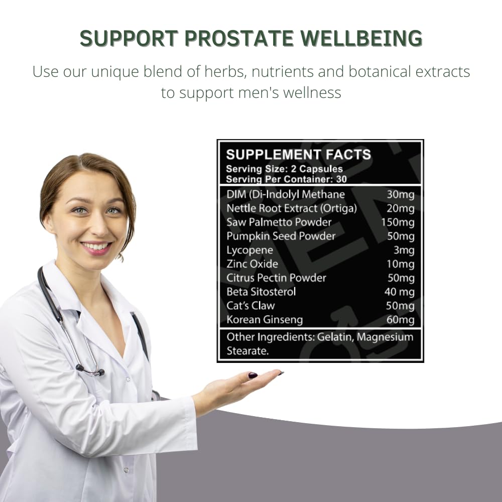 PROSTMEN saw palmetto fruit extract visual highlighting traditional herbal components.