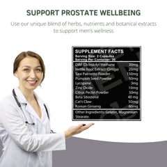 PROSTMEN saw palmetto fruit extract visual highlighting traditional herbal components.