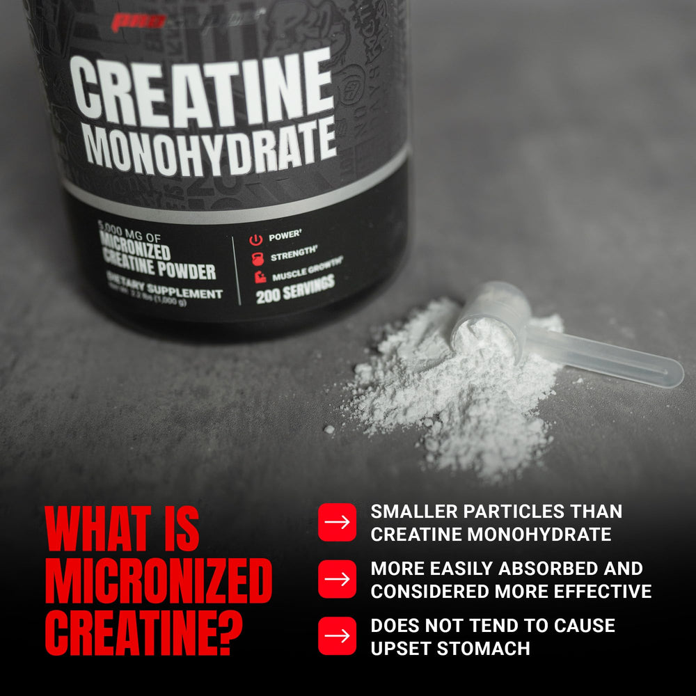 Close up of PROSUPPS Creatine Monohydrate Powder ingredients label highlighting gluten-free and vegan formula.
