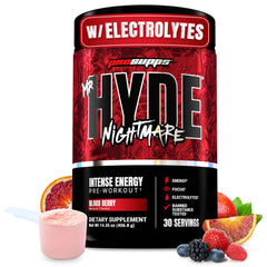 Prosupps Mr Hyde Nightmare Blood Berry can showing bold energy before workouts