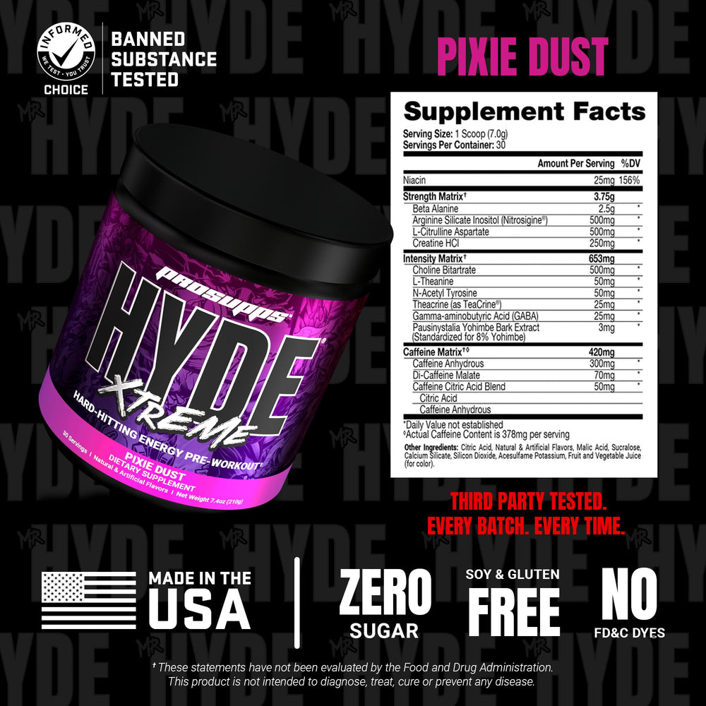 PROSUPPS Mr Hyde Xtreme energy boost during gym session powered by caffeine and beta-alanine.