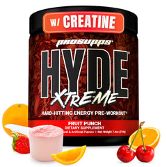 PROSUPPS Mr. HYDE Xtreme bottle with Fruit Punch flavor for intense gym energy