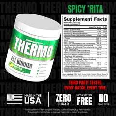 Gluten-free vegan badge on Spicy Rita label.