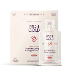 ProT Gold liquid collagen shot bottle for on-the-go protein