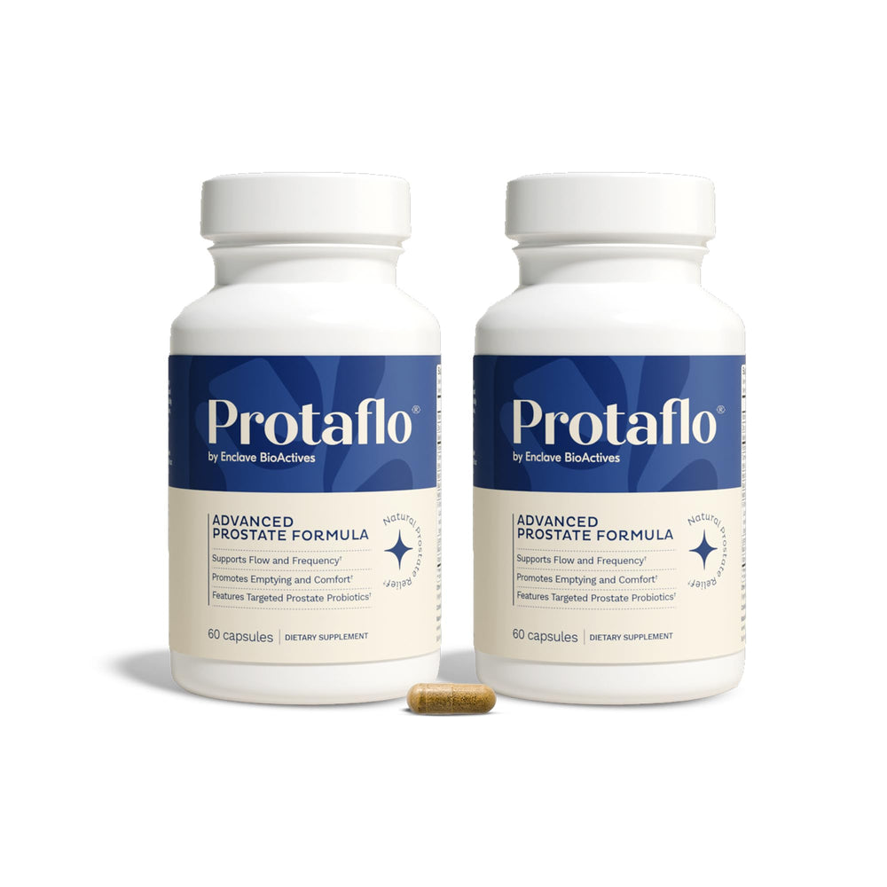 Protaflo Prostate Supplements bottle showing compact capsules for urinary support