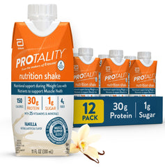 Protality Vanilla Nutrition Shake in glass shows creamy texture and protein-rich nutrition.