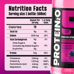 Protein2o Dragonfruit Blackberry bottle showing clean protein water on the go