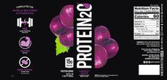 Protein2o glass with bottle emphasizes refreshing, low-carb option.