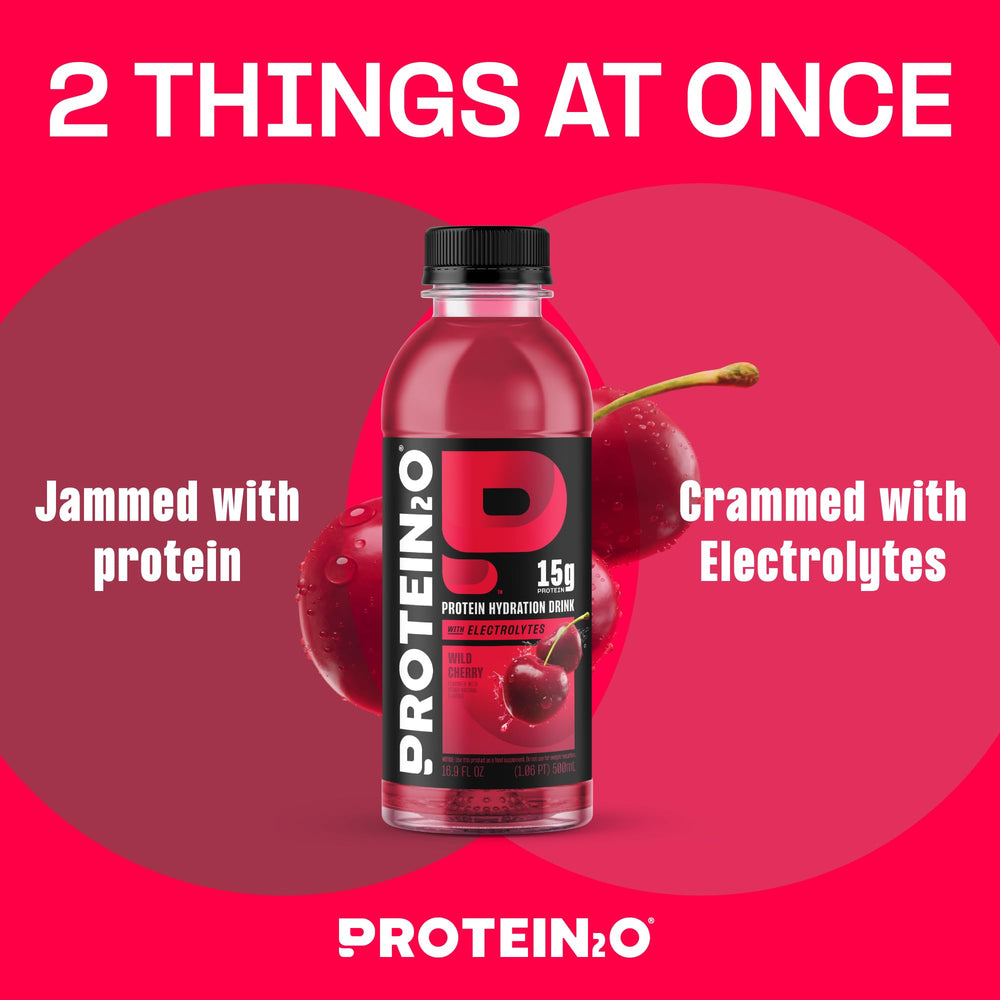 Protein2o Hydration glass-serve highlighting crisp flavor and quick hydration during workouts.