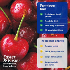 Proteinex Core cherry flavor bottle captures appealing taste for daily use.