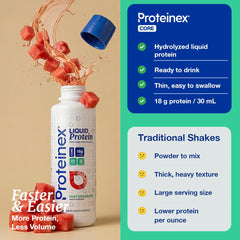 Proteinex nutrition label sugar-free badge highlights zero sugars.