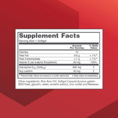 Protocol for Life Balance CoQ10 bottle back label detailing ingredients