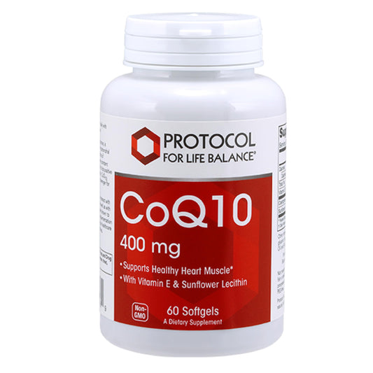 PROTOCOL FOR LIFE BALANCE CoQ10 bottle front view may support energy production