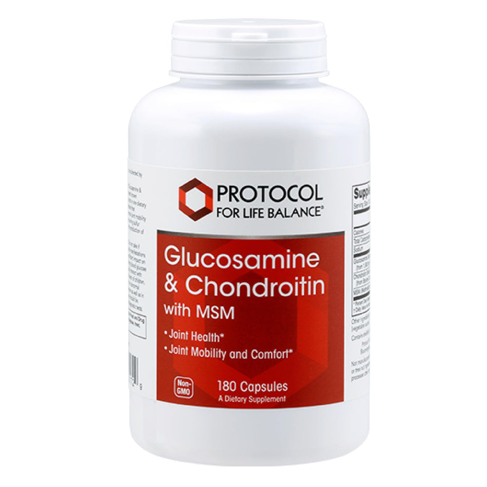 Protocol for Life Balance glucosamine chondroitin msm bottle label highlights joint support