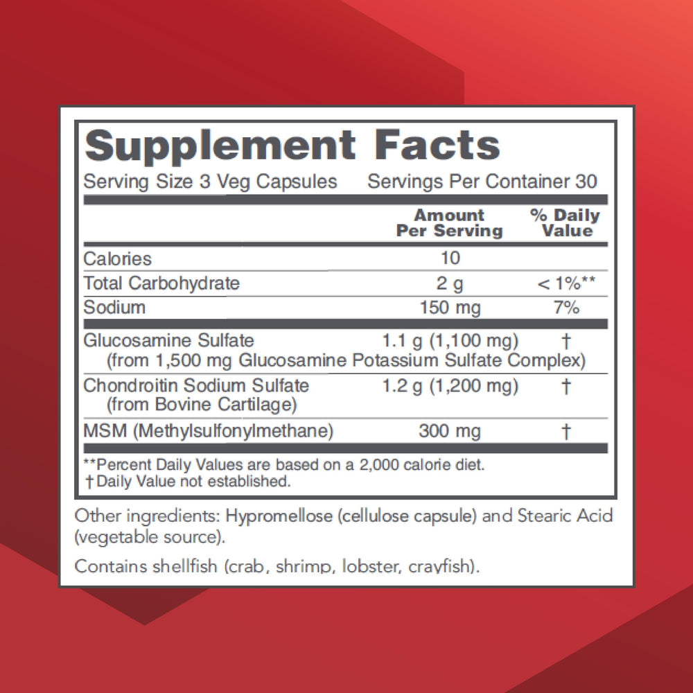 Protocol for Life Balance glucosamine chondroitin MSM capsules closeup for daily joint care
