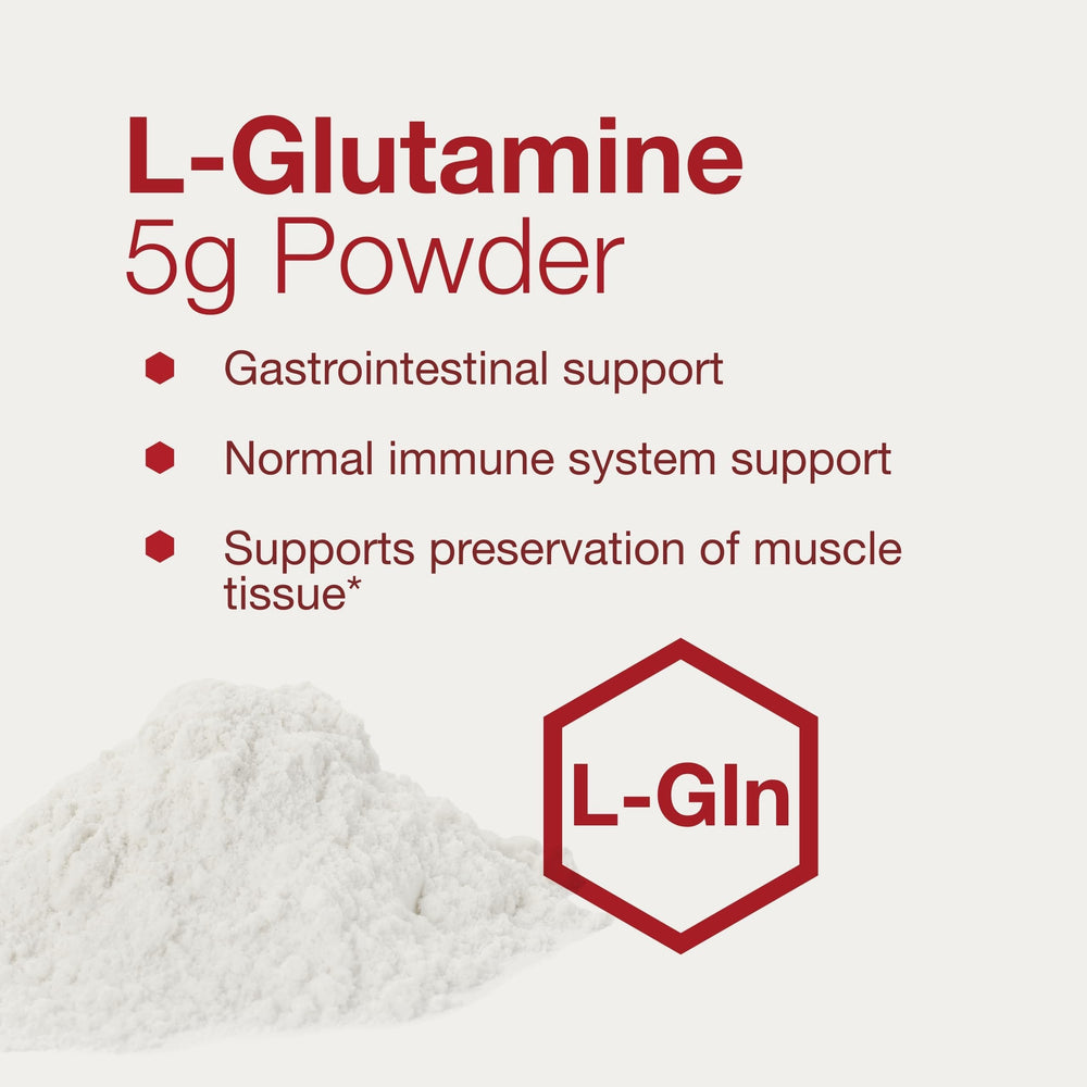 PROTOCOL FOR LIFE BALANCE L-Glutamine powder in glass with water promotes smooth mixing.