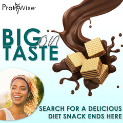 ProtiWise Raspberry Protein Wafers nutrition label highlights protein and fiber.