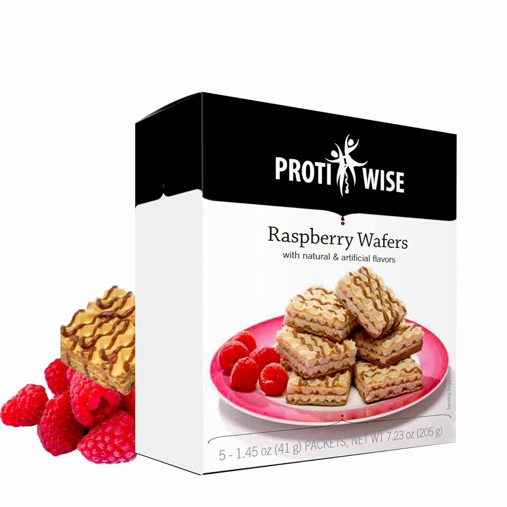 ProtiWise Raspberry Protein Wafers pack ready for a quick, high-protein snack.