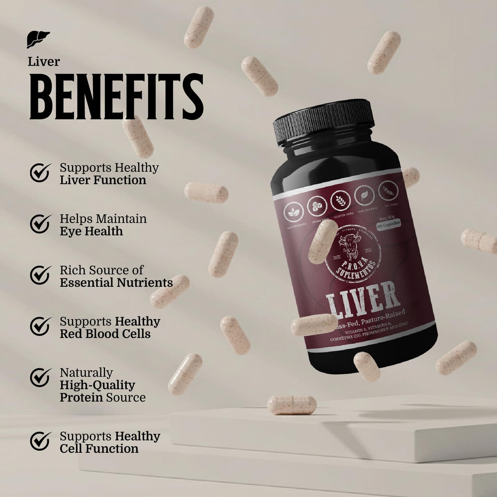 PROVA beef liver capsules label close-up with nutrient details
