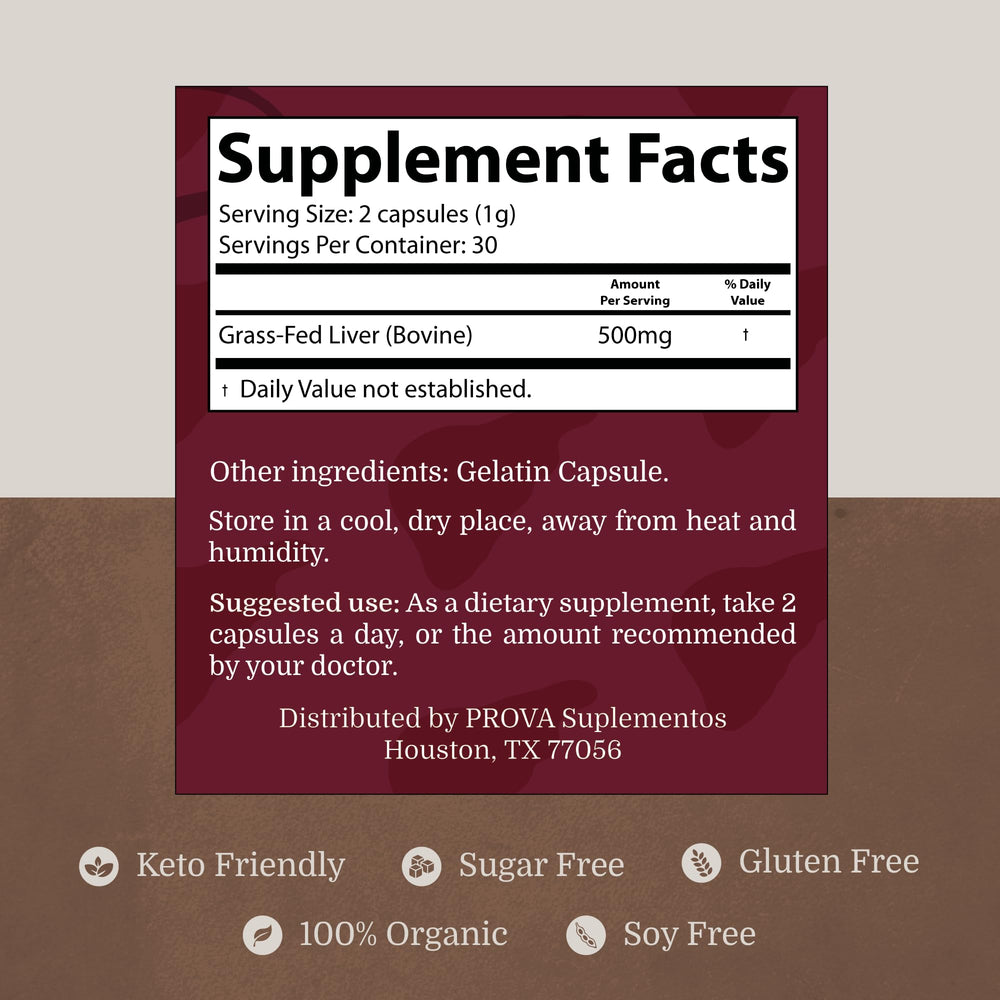 Close-up of PROVA liver capsules tablets for daily use