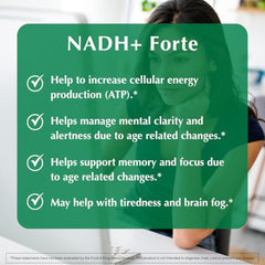 PROVITA NADH+ Forte label closeup shows vegan formula and ingredients clarity.
