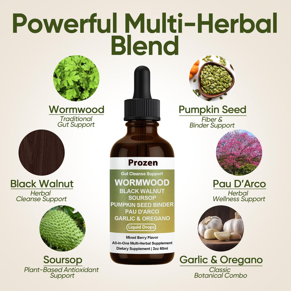 PROZEN Wormwood Gut Cleanse label highlights botanical blend.