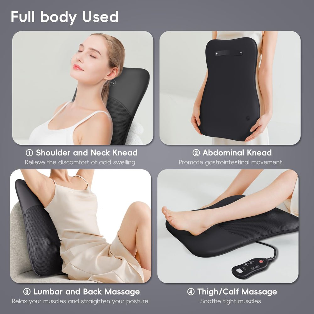 Pryfey massager in use on shoulders targets neck tension.