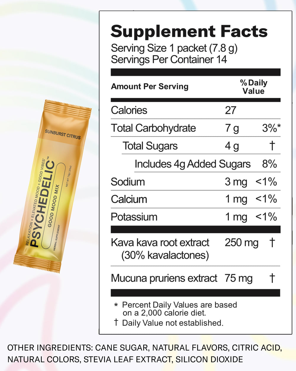 Psychedelic Water mucuna pruriens infusion visual highlighting mood-support potential.
