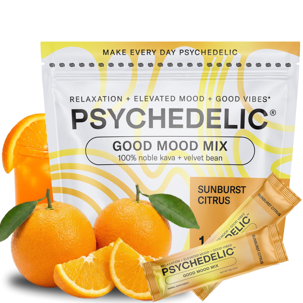 Psychedelic Water Sunburst Citrus bottle pour for a calming moment.
