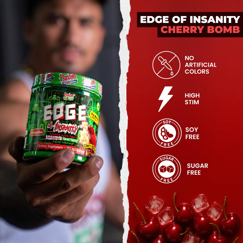 Edge of Insanity powder in shaker demonstrates quick mixability for workouts