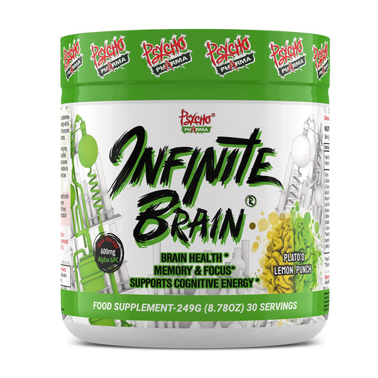 Psycho Pharma Infinite Brain bottle shown for daily focus and mental clarity