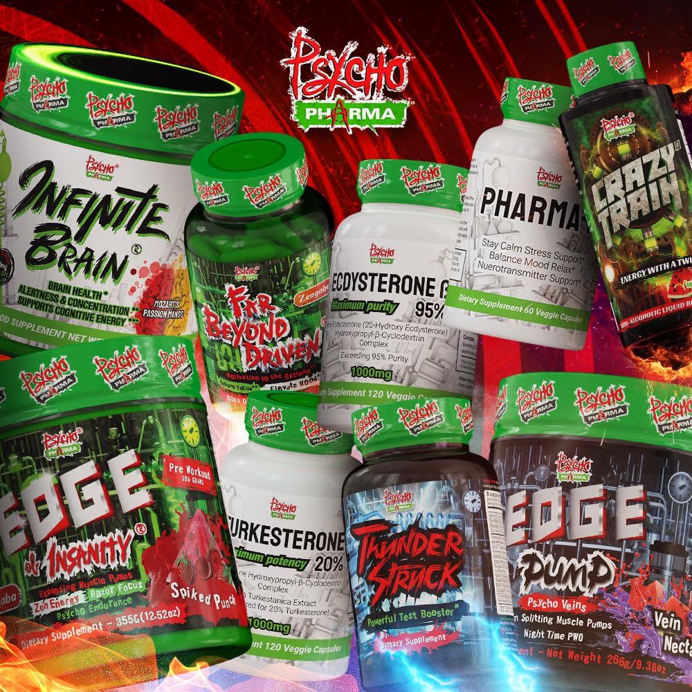 Psycho Pharma Infinite Brain mango-forward formula with vibrant color and tropical cues.