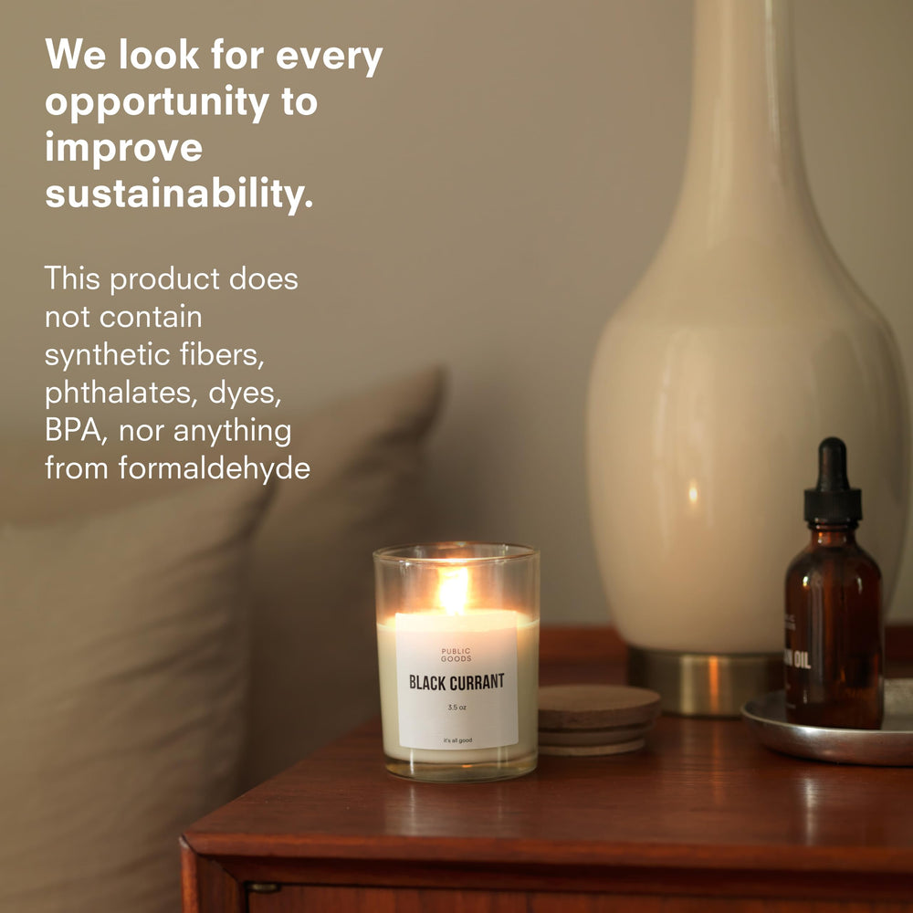 Public Goods Non-Toxic Soy Wax candle close-up highlighting clean, safe burning.