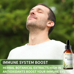 PUFFIAIR Mullein Drops amber bottle signaling natural plant-based ingredients.