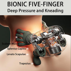 Puisa neck massager upper arc massage heads mimicking palm grip.