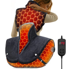Pulax heating pad supports neck, shoulders and back with plush comfort.