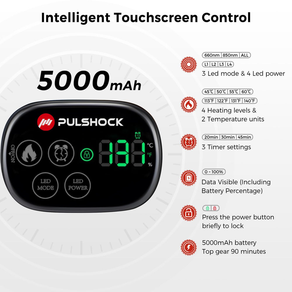 Pulshock knee brace used at work shows portable therapy on the go.