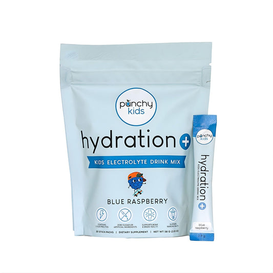 Punchy Kids Hydration Electrolyte Blue Raspberry stick for on the go hydration during activity