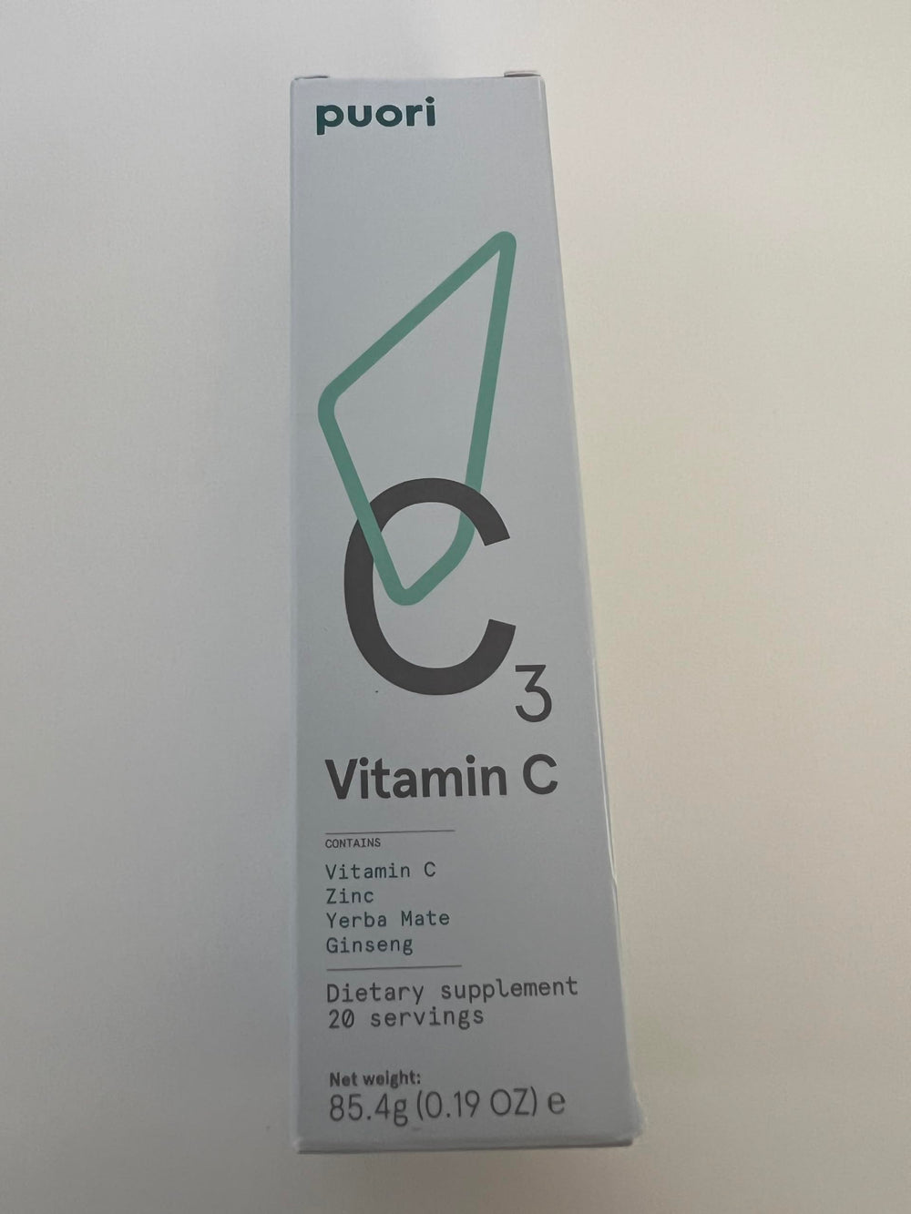 Puori C3 effervescent dissolving in a glass for a refreshing antioxidant boost.