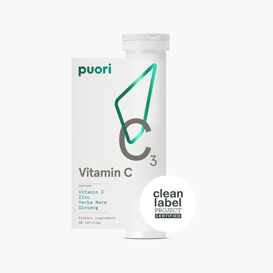 Puori C3 vitamin C supplement in 2-pack tubes for daily immune support.