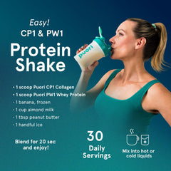 Puori Collagen Peptides blended into smoothie for convenient protein boost.