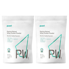 Puori PW1 Bourbon Vanilla bottle shows clean, pasture-raised whey for post-workout support.