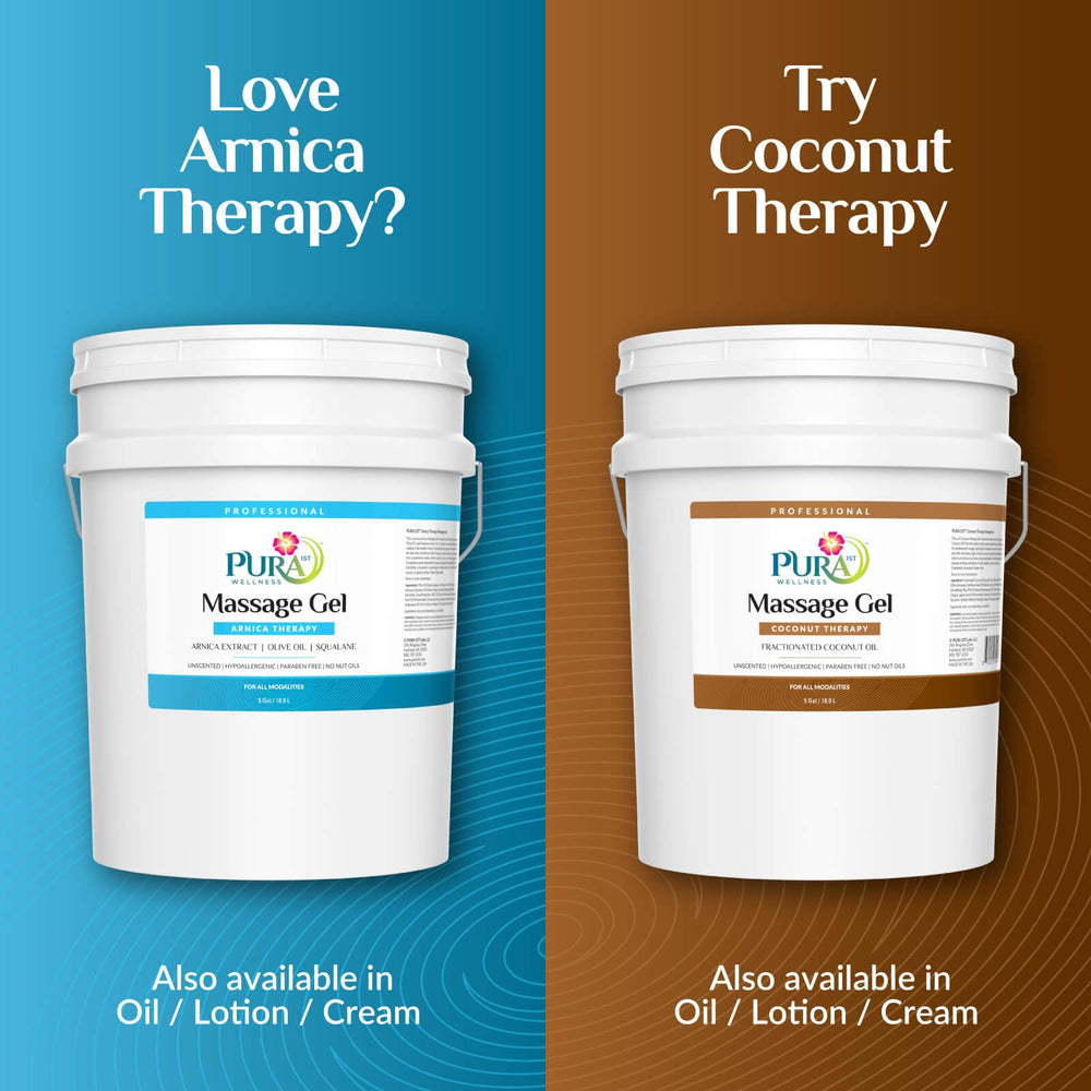 Close-up of PURA 1st Arnica Therapy gel texture showing non-greasy, water-dispersible glide.