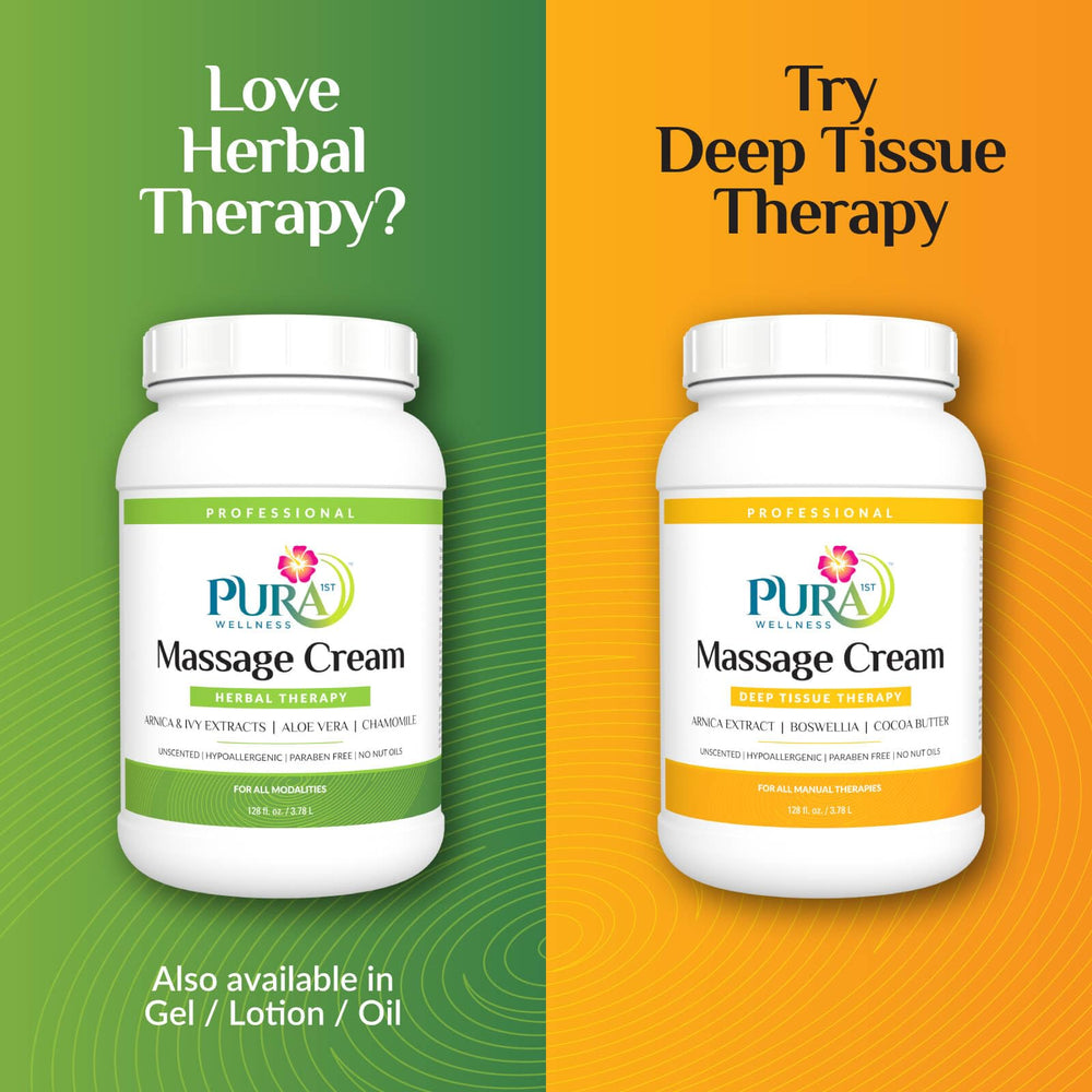 Water-dispersible finish of PURA 1st massage cream for quick cleanup.